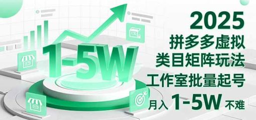 2025 拼多多虚拟类目矩阵玩法，工作室批量起号，月入 1-5W 不难