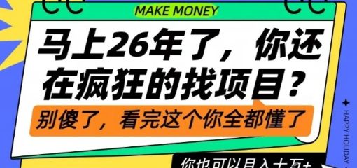 26年了，不要再疯狂的找项目了，看完这个你也可以月入十个W【揭秘】