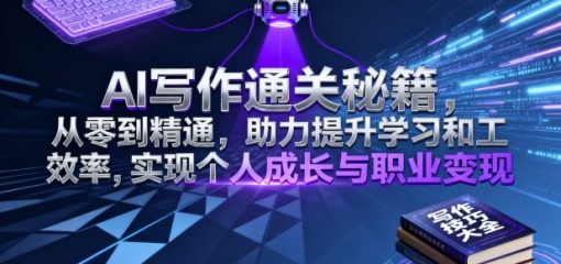 AI写作通关秘籍，从零到精通，助力提升学习和工作效率，实现个人成长与职业变现
