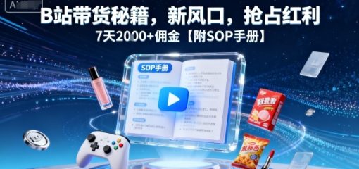 B站带货秘籍，新风口，抢占红利，7天2k+佣金【附SOP手册】