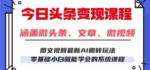 今日头条AI玩法 3.0，零门槛操作，小白每天 2 小时照做就能日入 300 + …