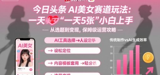 今日头条AI美女赛道玩法，一天轻松5张，小白轻松上手
