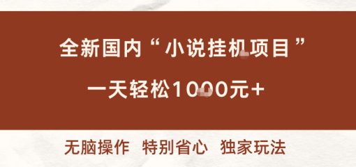 全新国内小说挂G项目，多窗口无脑跑，一天轻松1k+，特别省心【揭秘】