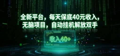 全新平台，每天保底40米收入，无脑项目，自动挂G解放双手【揭秘】