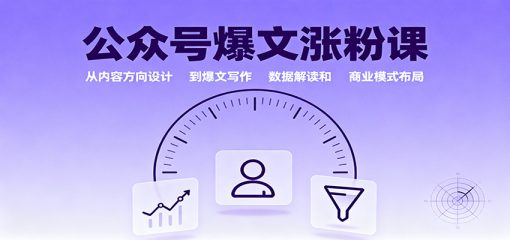公众号爆文涨粉课：从内容方向设计到爆文写作，数据解读和商业模式布局