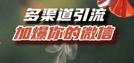 多渠道引流，加爆你的微信，把流量导入到私域，这是每一个想要在互联网赚钱的人必须掌握的底层能力