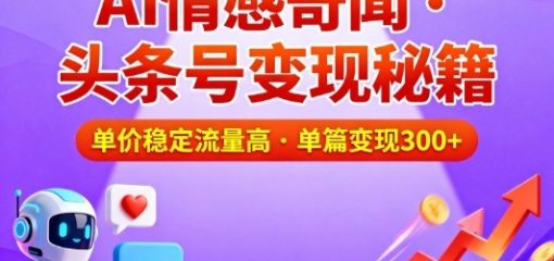 头条号做AI情感奇闻内容，单价稳定流量高，一篇变现3张
