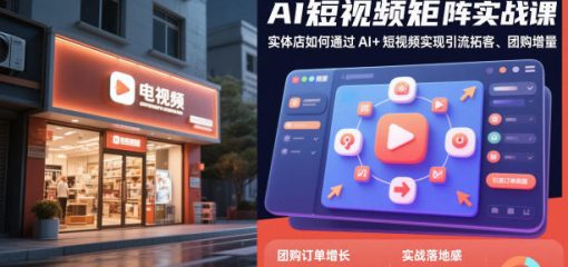 实体商家自运营AI短视频矩阵实战课，实体店如何通过AI+短视频实现引流拓客、团购增量