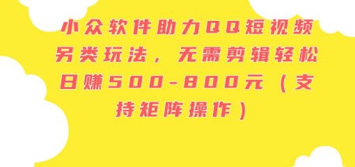 小众软件助力QQ短视频另类玩法，无需剪辑轻松日赚500-800元（支持矩阵…