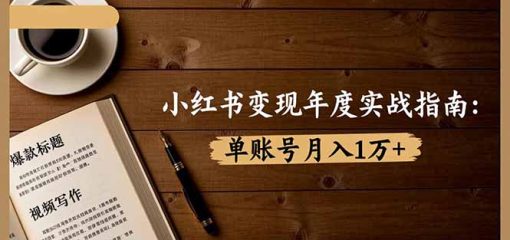 小红书变现年度实战指南：7大变现方式/爆款标题/视频写作，单账号月入1万+