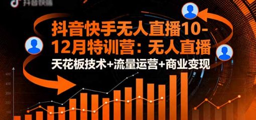 抖音快手无人直播10-12月特训营：无人直播天花板技术+流量运营+商业变现