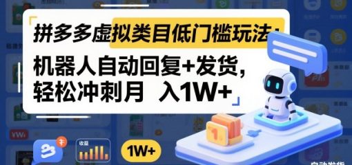 拼多多虚拟类目低门槛玩法：机器人自动回复+发货，轻松冲刺月入1W+