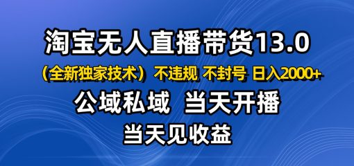 淘宝无人直播13.0，公域私域技术，不封号，不违规 布局下半年旺季赛道，日入2000+