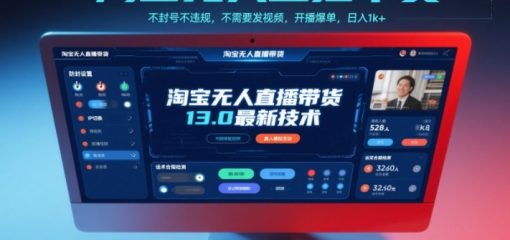 淘宝无人直播带货13.0最新技术，不封号不违规，不需要发视频，开播爆单，日入1k+【揭秘】