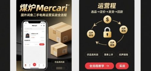 煤炉Mercari国外闲鱼二手电商运营实战全流程，仿品高利润，简单上手，闷声搞钱