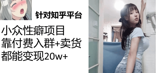 知乎小众性癖项目，Lsp的钱才是最好赚的，付费建群+卖货变现20w