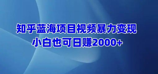 知乎蓝海项目视频暴力变现 小白也可日赚2000+