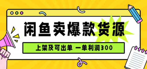 闲鱼卖爆款货源，每天利润1000，上架即出单