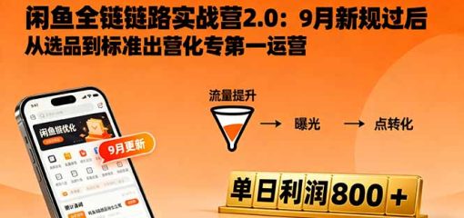 闲鱼变现课3.0：掌握链接优化、流量提升、商业变现，单日利润800+