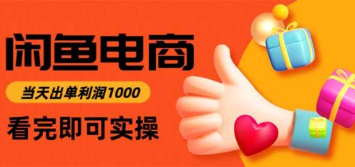 闲鱼高利润电商，当天上架当天出单，一单利润300