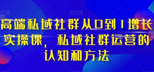 高端 私域社群从0到1增长实战课，私域社群运营的认知和方法（37节课）