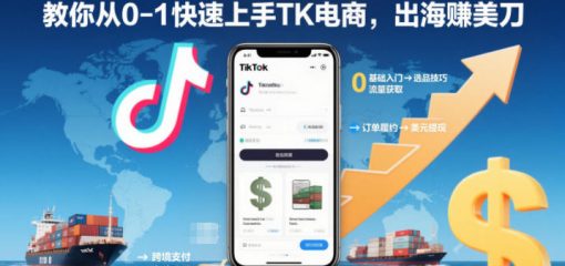 TikTok从零开始学跨境电商，教你从0-1快速上手TK电商，出海賺美刀