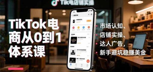 TikTok电商从0到1体系课，市场认知、店铺实操、达人广告，新手避坑稳赚美金